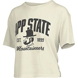Pressbox Women's Appalachian State Mountaineers White Knobie Crop T-Shirt