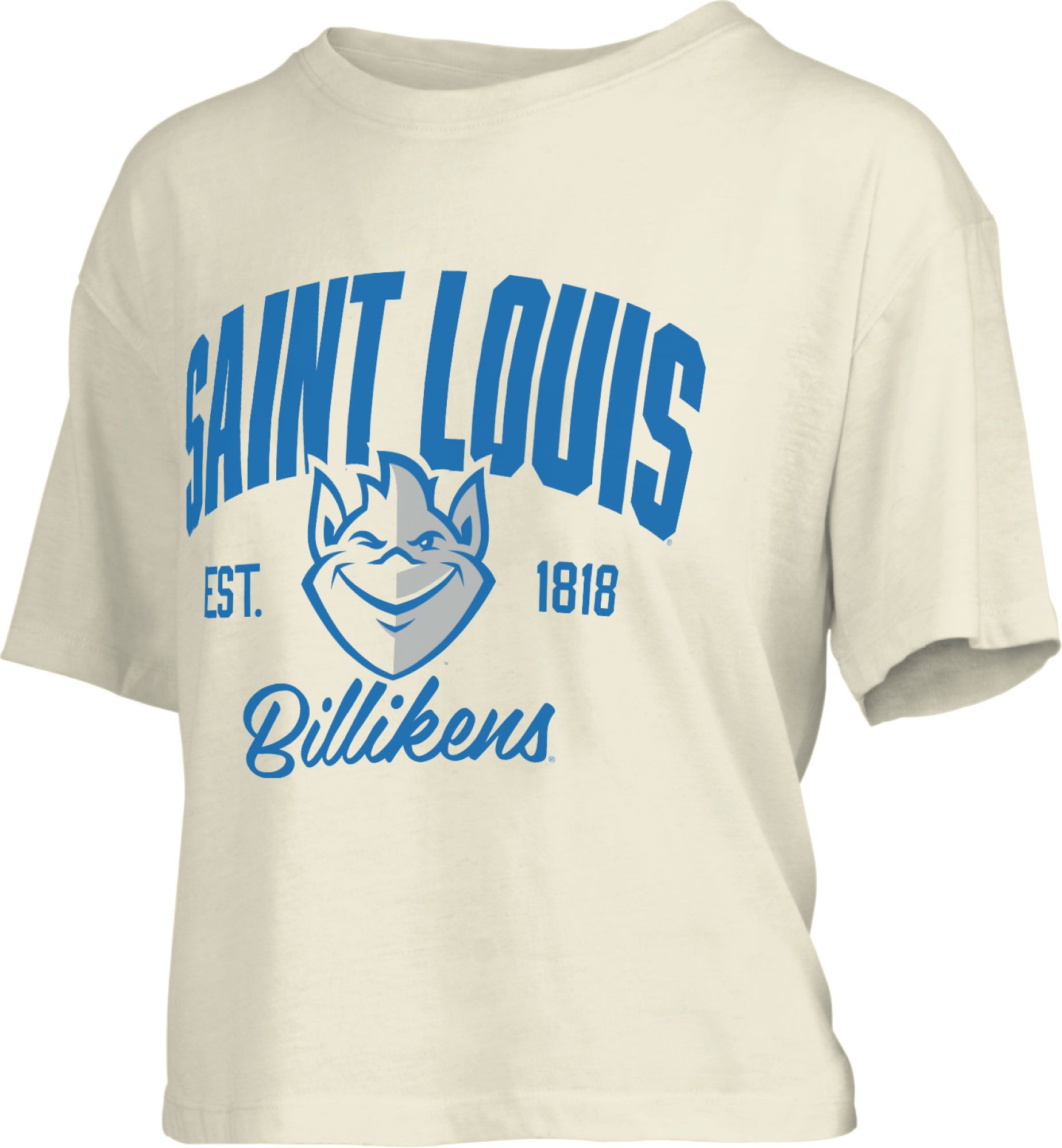Pressbox Women's Saint Louis Billikens White Knobie Crop T-Shirt