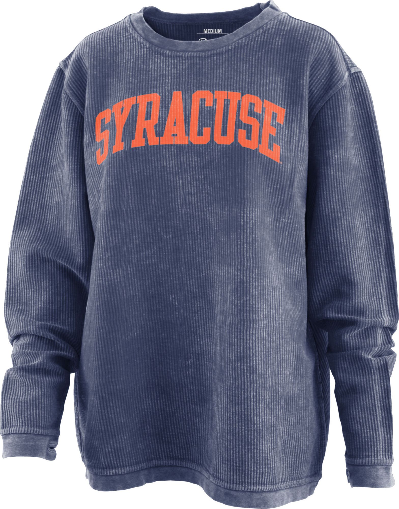 Pressbox Women's Syracuse Orange Navy Corded Crew Pullover Sweatshirt