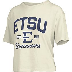 Pressbox Women's East Tennessee State Buccaneers White Knobie Crop T-Shirt