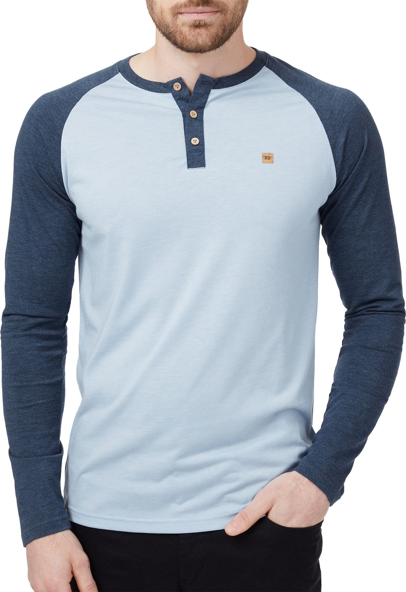 tentree Men's TreeBlend Classic Henley Long Sleeve Shirt - Blue