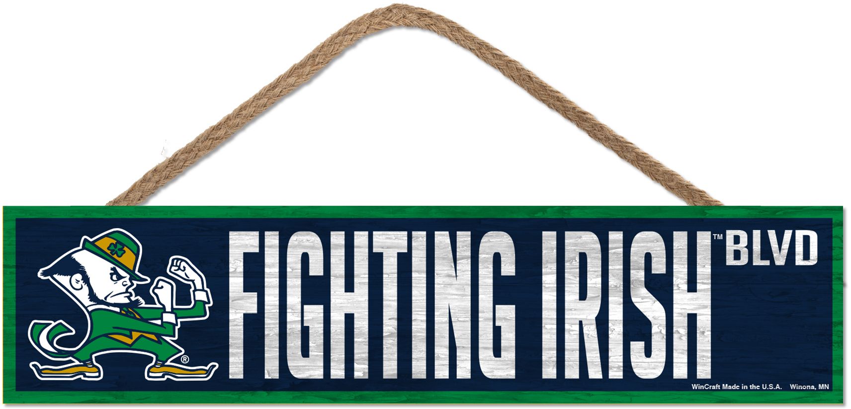 WinCraft Notre Dame Fighting Irish 4x17 Wood Rope Sign
