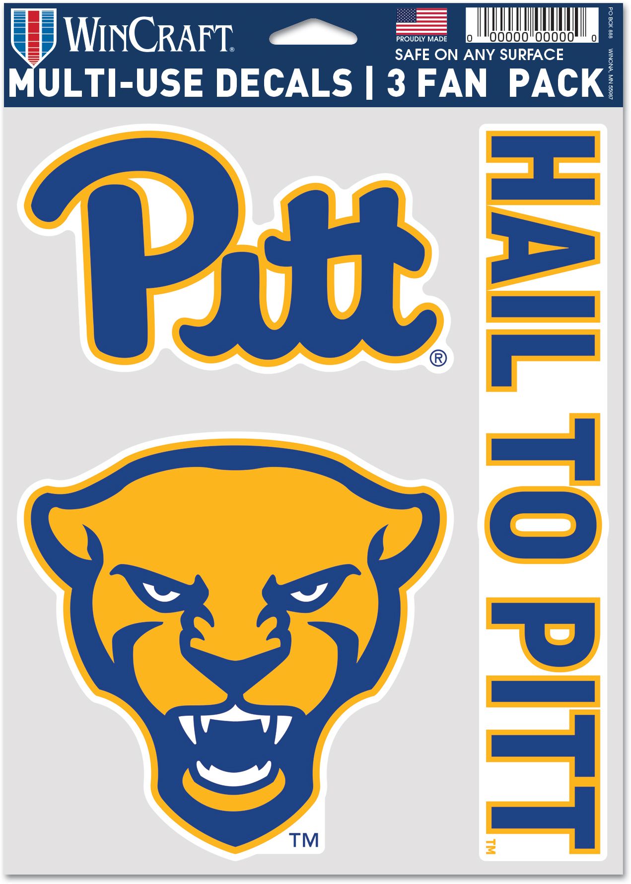 WinCraft Pitt Panthers 3 Pack Fan Decal