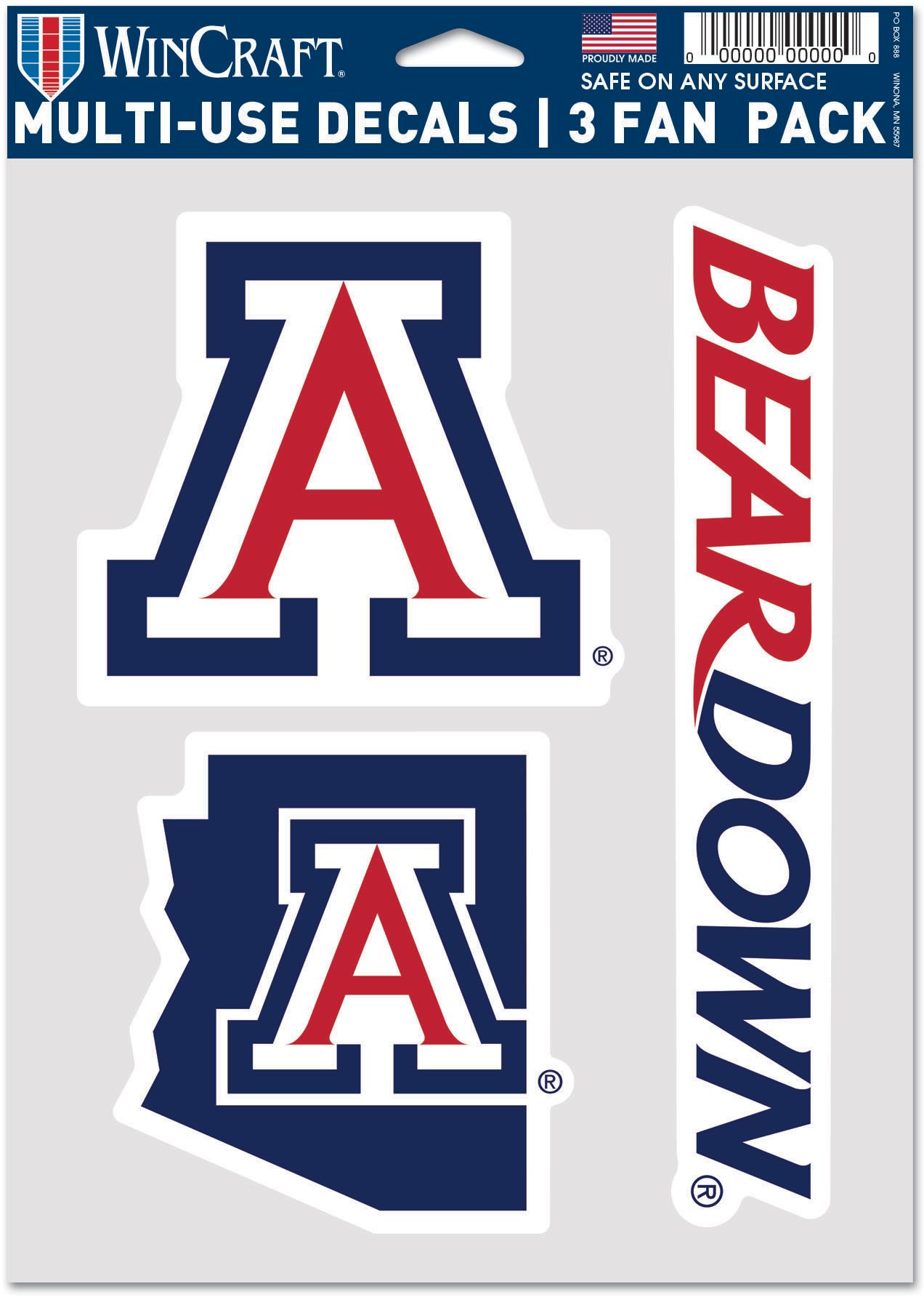 WinCraft Arizona Wildcats 3 Pack Fan Decal