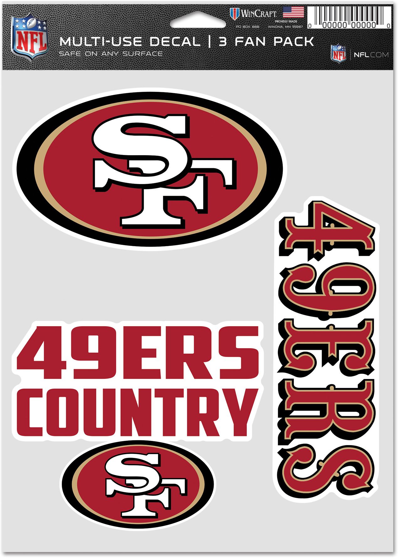 WinCraft San Francisco 49ers 3-Pack Fan Decal