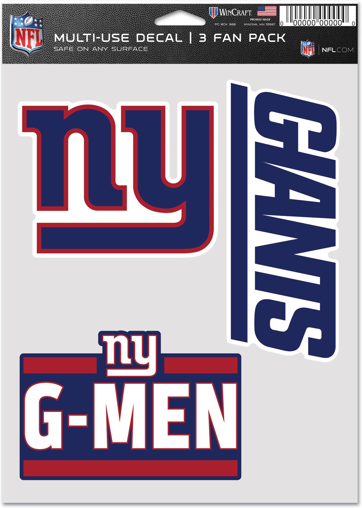 WinCraft New York Giants 3-Pack Fan Decal