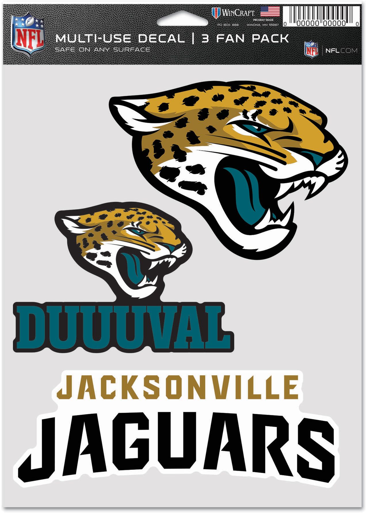 WinCraft Jacksonville Jaguars 3-Pack Fan Decal