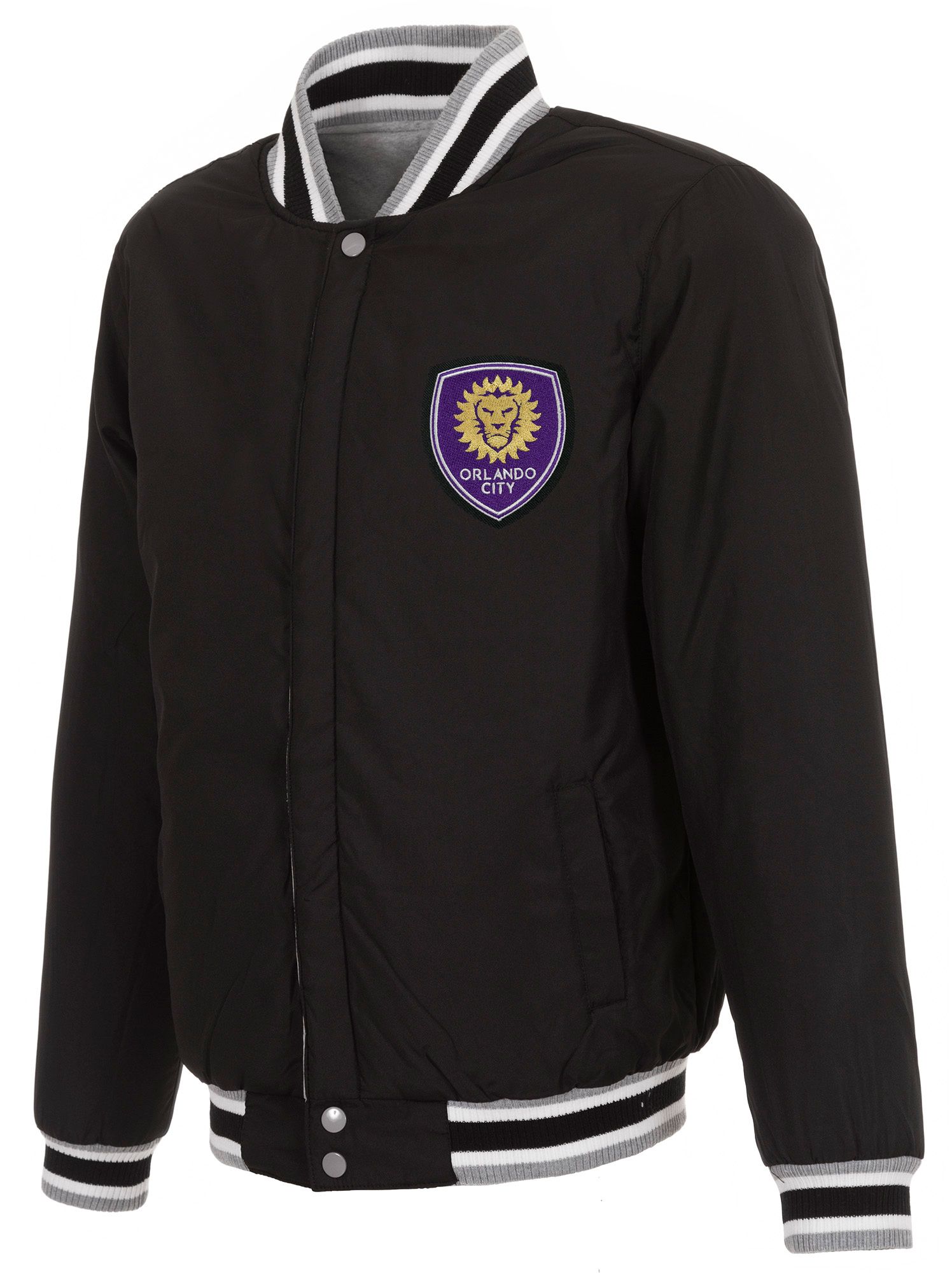 JH Design Orlando City Black Reversible Fleece Jacket