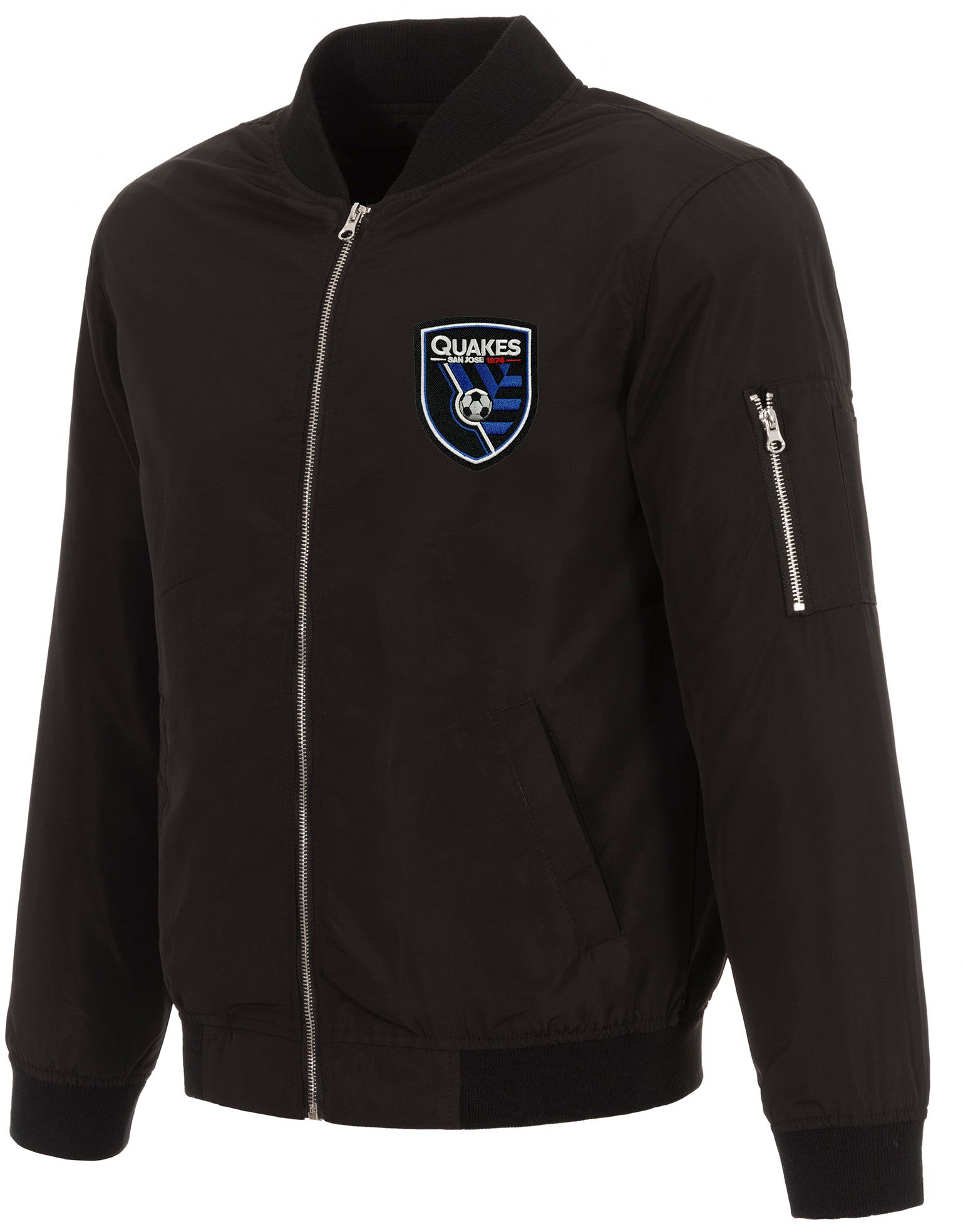 JH Design San Jose Earthquakes Navy Bomber Jacket