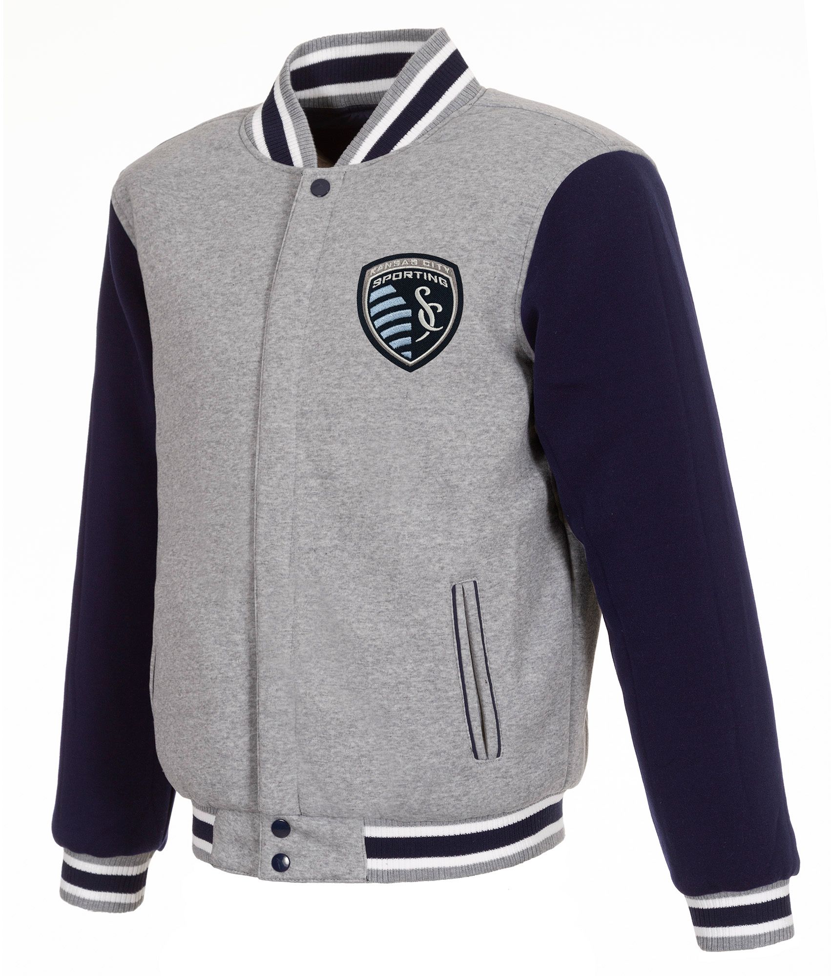 JH Design Sporting Kansas City Navy Reversible Fleece Jacket