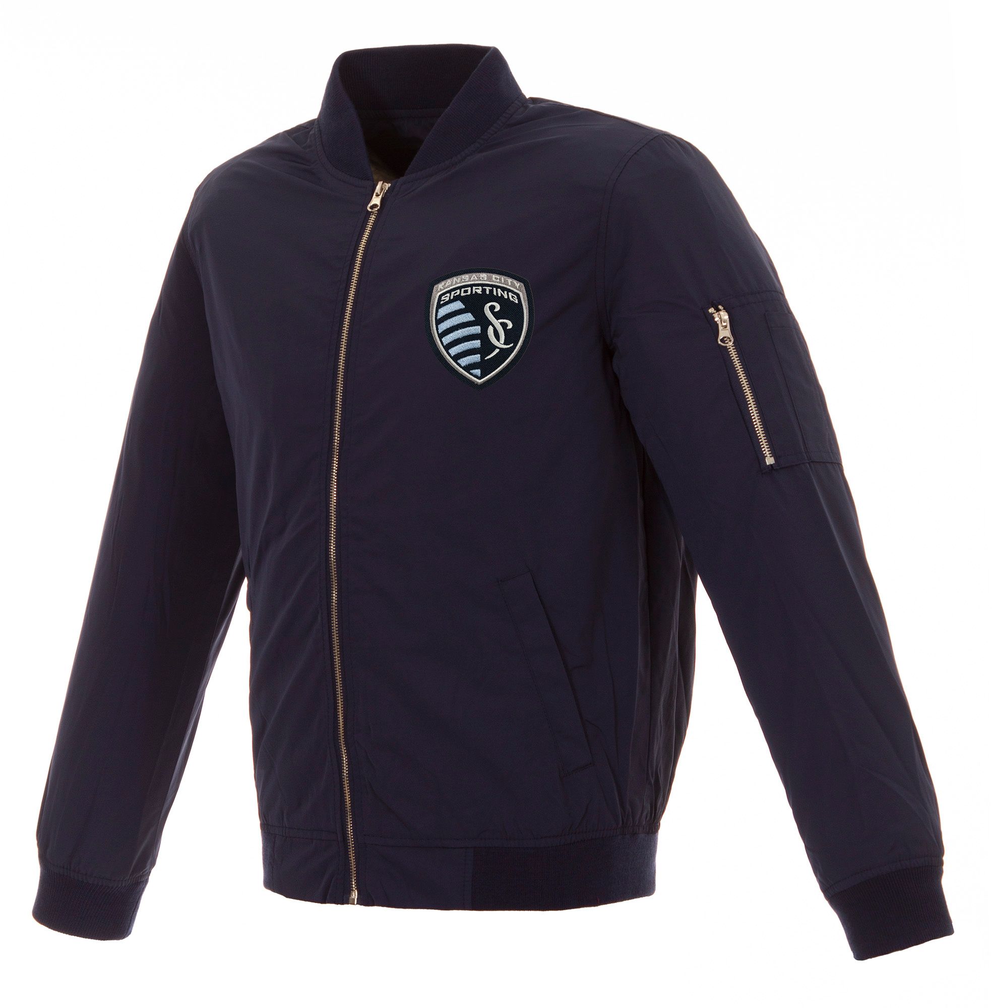 JH Design Sporting Kansas City Navy Bomber Jacket