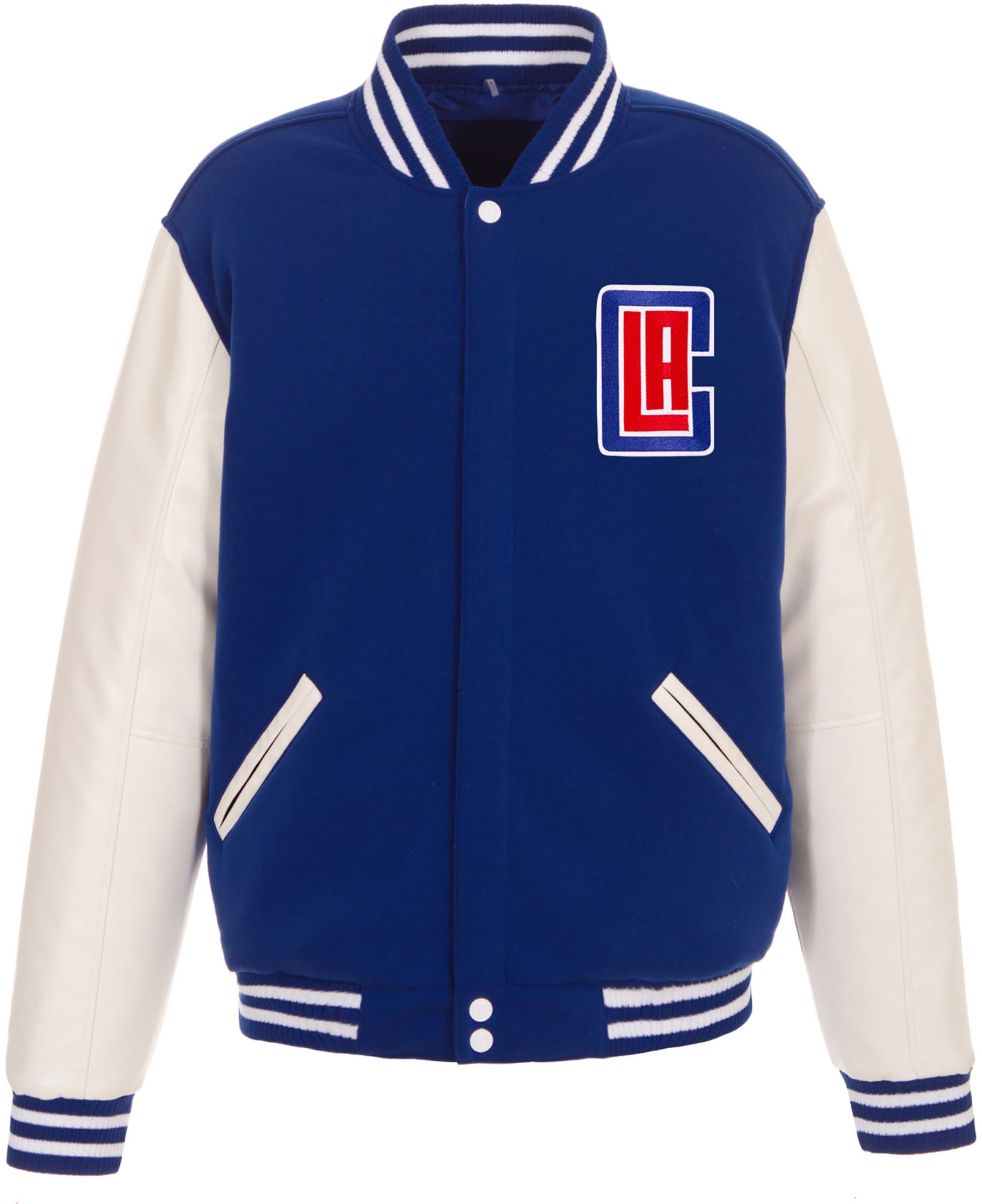 JH Design Men's Los Angeles Clippers Royal Varsity Jacket