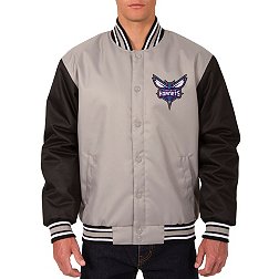 JH Design Men's Charlotte Hornets Grey Twill Jacket