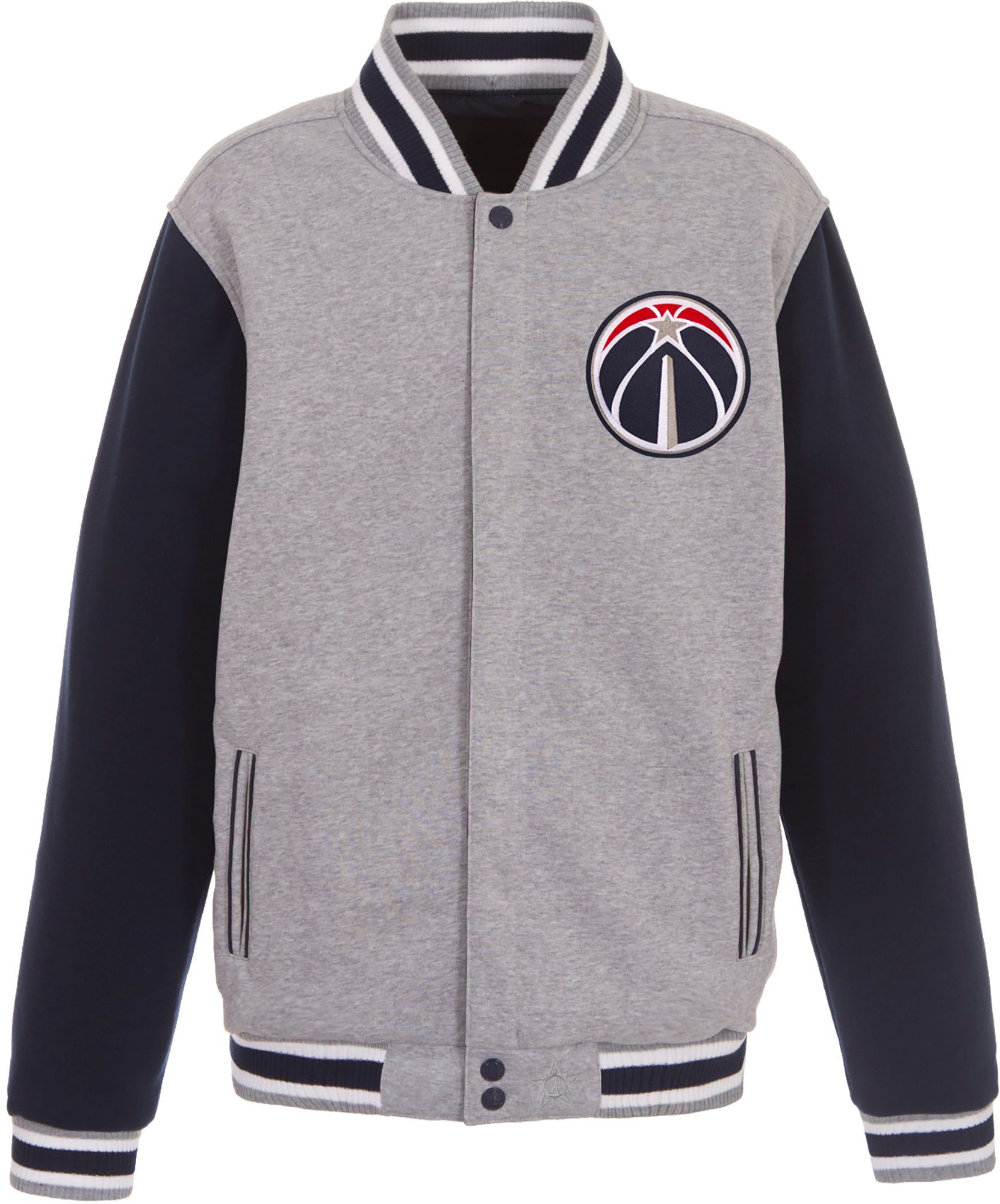JH Design Men's Washington Wizards Grey Reversible Fleece Jacket