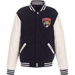 JH Design Florida Panthers Varsity Navy Reversible Wool Jacket