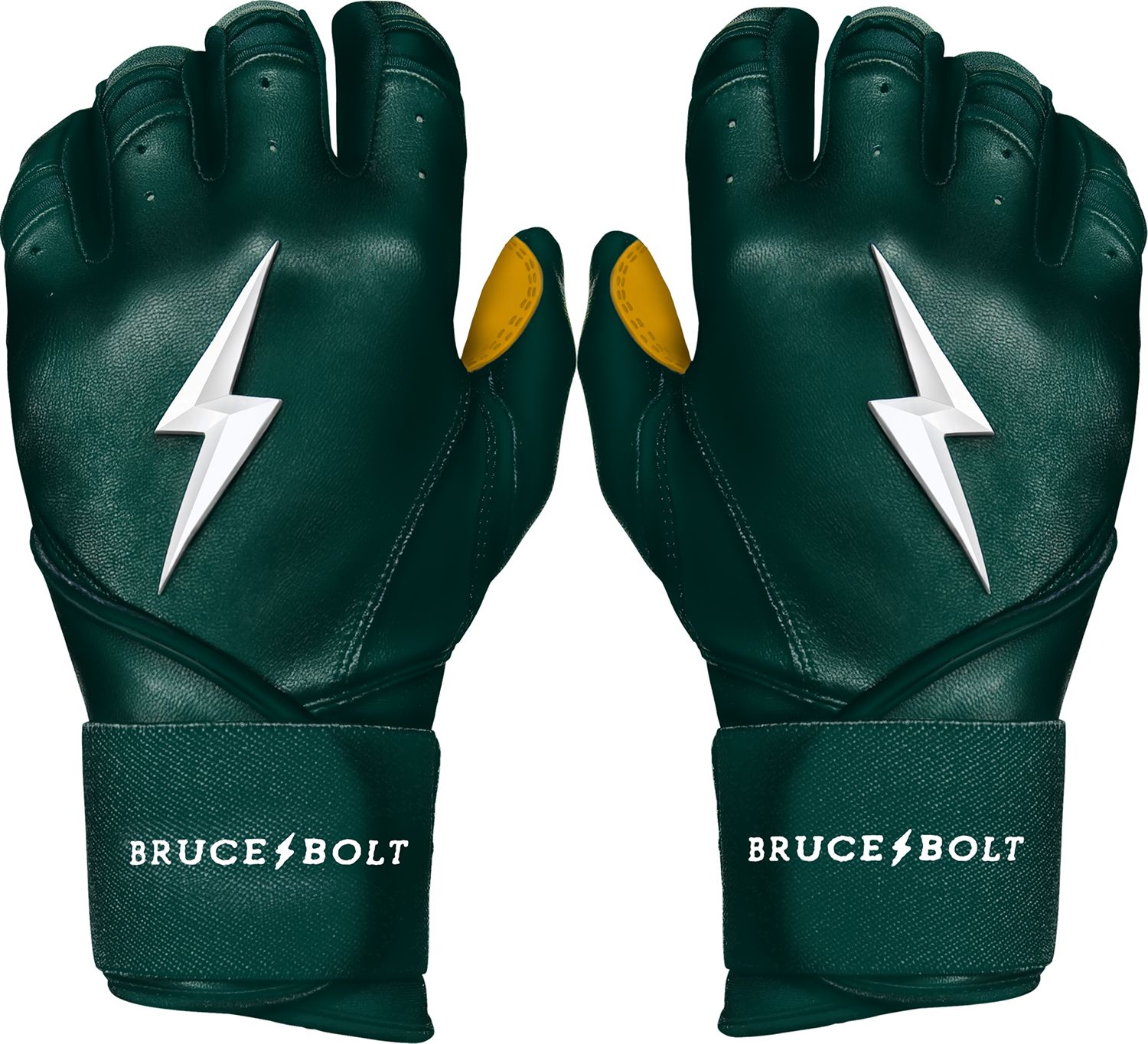 BRUCE BOLT Men's Original Series Long Cuff Batting Gloves Green thumbnail