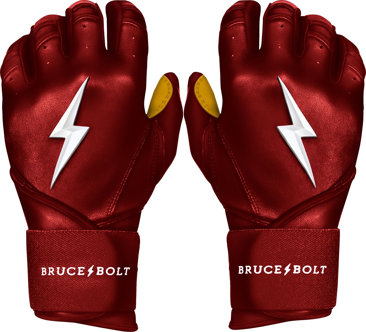 BRUCE BOLT Men's Original Series Long Cuff Batting Gloves Maroon thumbnail