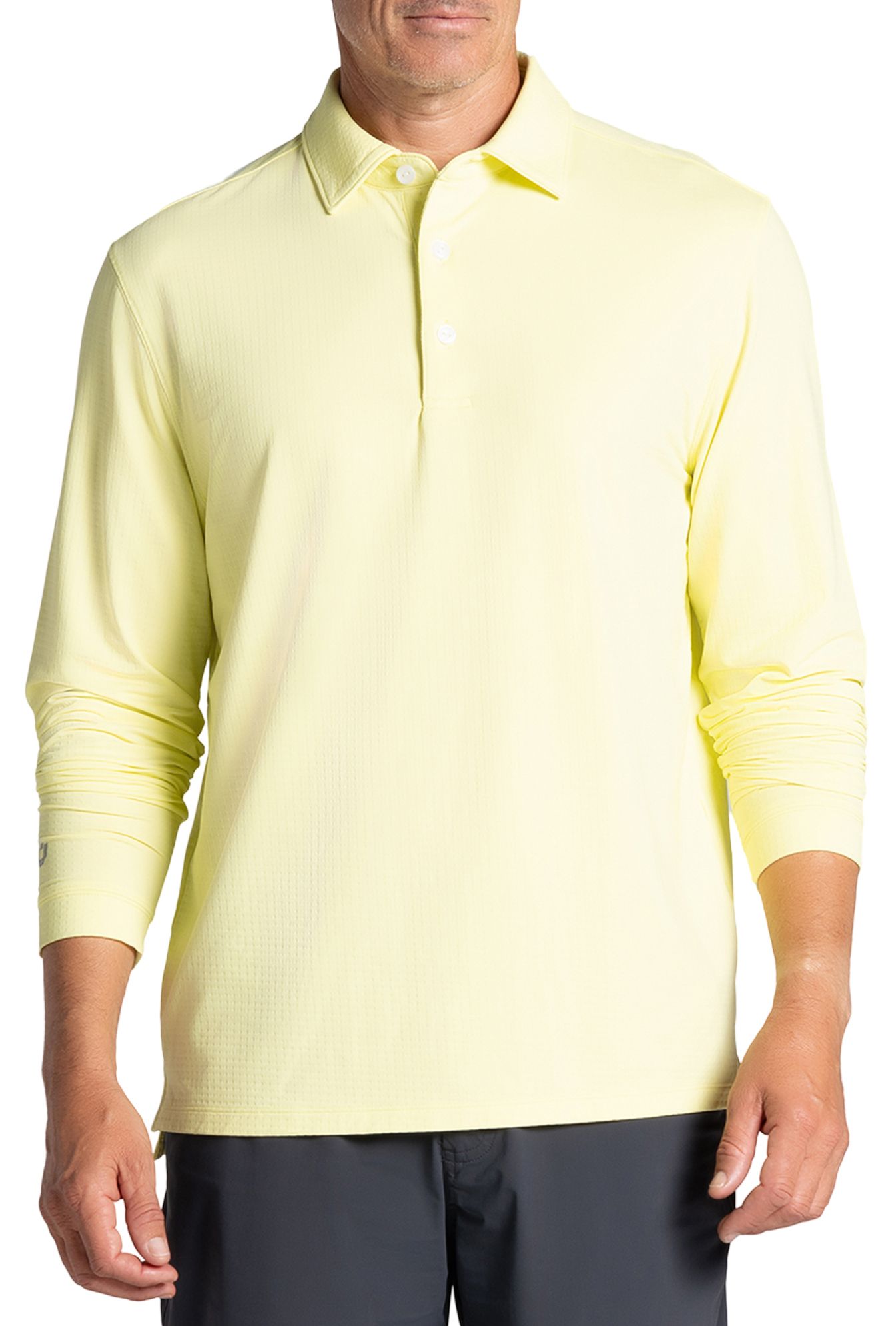 IBKUL Mens Solid Modern Fit Long Sleeve Golf Polo