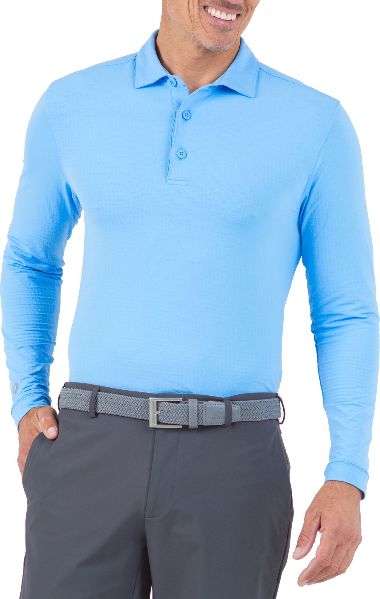 IBKUL Mens Solid Modern Fit Long Sleeve Golf Polo