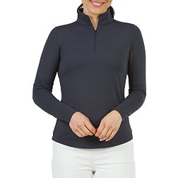 IBKUL Women's Long Sleeve Zip Mock Neck Tennis Pullover