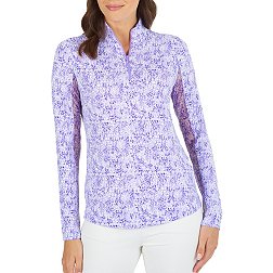 IBKUL Women's Long Sleeve Abstract Golf 1/4 Zip Shirt