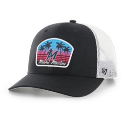 '47 Adult Miami Marlins Black Pitch Adjustable Trucker Hat