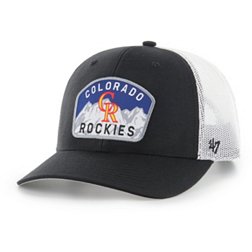 '47 Adult Colorado Rockies Black Pitch Adjustable Trucker Hat