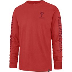 '47 Men's Philadelphia Phillies Red Triple Down Franklin Long Sleeve T-Shirt