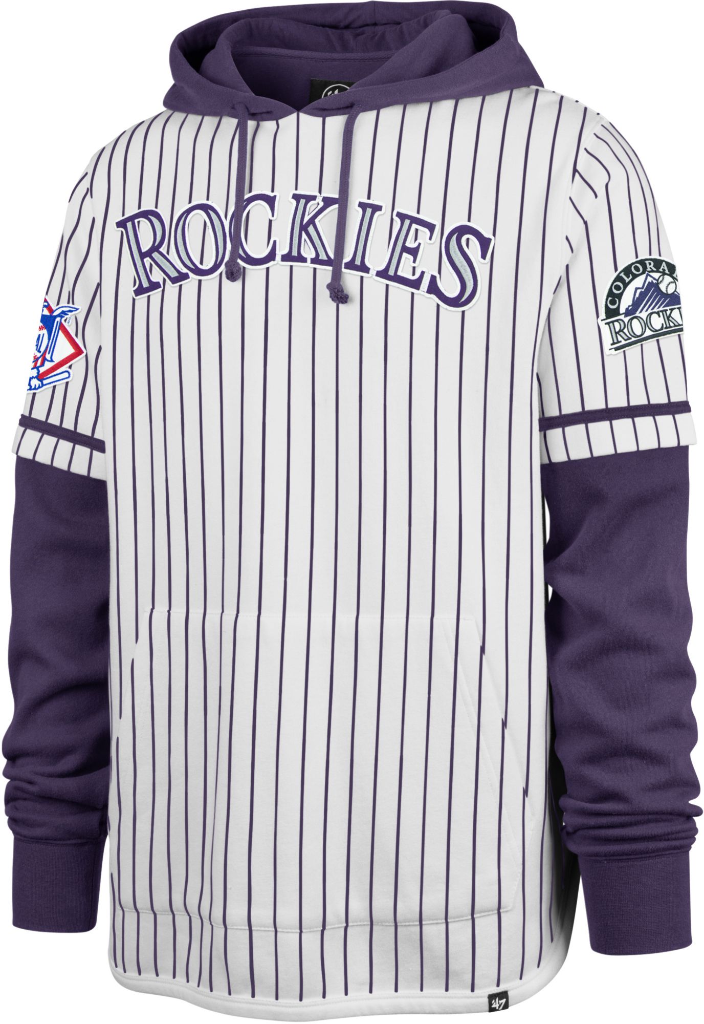 '47 Men's Colorado Rockies White Tri-Stop Cooperstown Pullover Hoodie