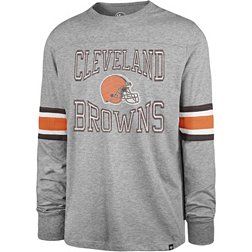 '47 Men's Cleveland Browns Cover 2 Grey Long Sleeve T-Shirt