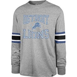 '47 Men's Detroit Lions Cover 2 Grey Long Sleeve T-Shirt