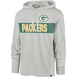 '47 Men's Green Bay Packers Grey Franklin Long Sleeve Hooded T-Shirt