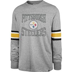 '47 Men's Pittsburgh Steelers Cover 2 Grey Long Sleeve T-Shirt