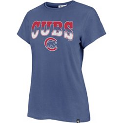 MLB Team Apparel Womens Ladies CHICAGO CUBS Laces Baseball SHIRT Blue