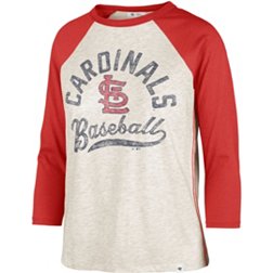 '47 Women's St. Louis Cardinals Cream Retro Daze 3/4 Raglan Long Sleeve T-Shirt