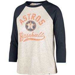 '47 Women's Houston Astros Cream Retro Daze 3/4 Raglan Long Sleeve T-Shirt