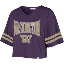 ‘47 Women's Washington Huskies Purple Fanfare Sporty Crop T-Shirt