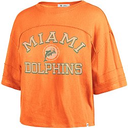 '47 Women's Miami Dolphins Orange Half-Moon Crop T-Shirt