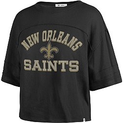 '47 Women's New Orleans Saints Black Half-Moon Crop T-Shirt