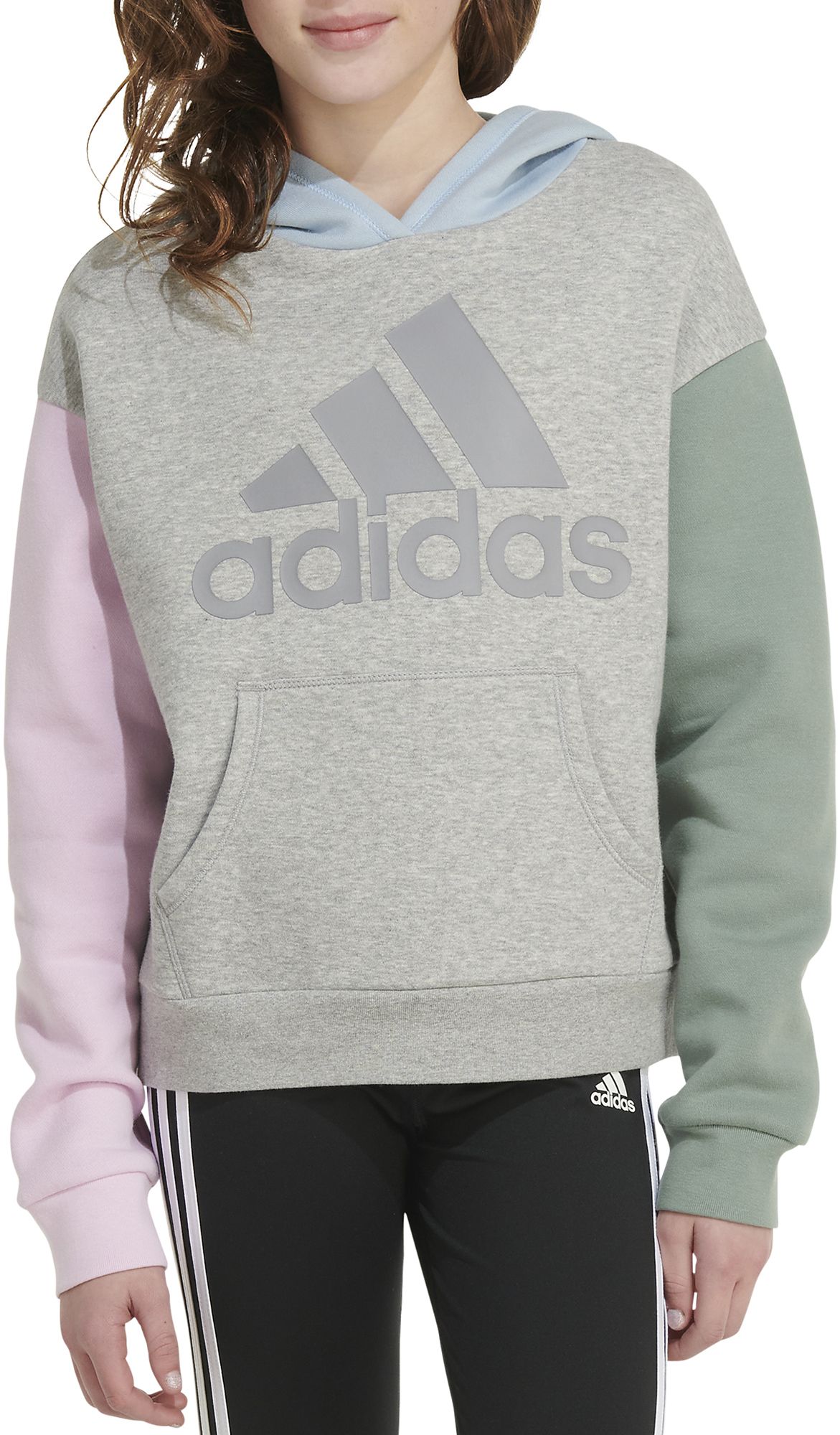 adidas Girls' Colorblock Fleece Hoodie