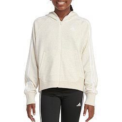 adidas Girls' 3-Stripe Hooded French Terry Sweatshirt