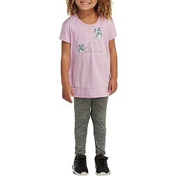 adidas Little Girls' Graphic Mélange T-Shirt & Legging Two Piece Set