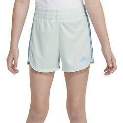 adidas Girls' Elastic Waistband 3-Stripe Pacer Mesh Shorts