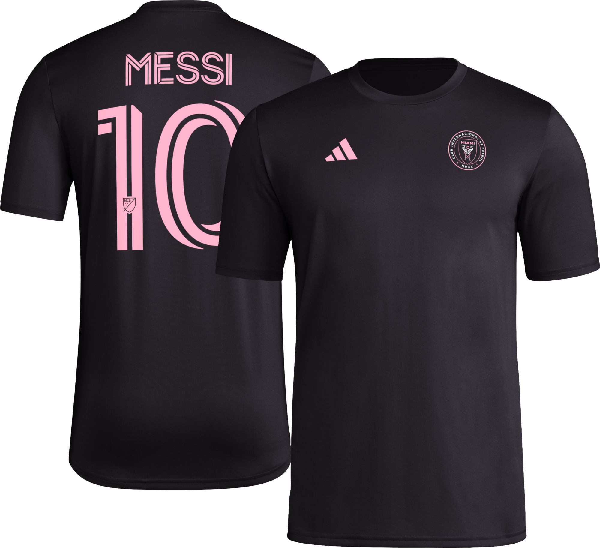 adidas Adult Inter Miami CF Lionel Messi #10 Black T-Shirt