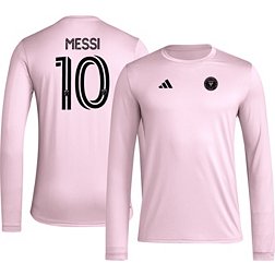 adidas Adult Inter Miami CF Lionel Messi #10 Pink Long Sleeve Shirt