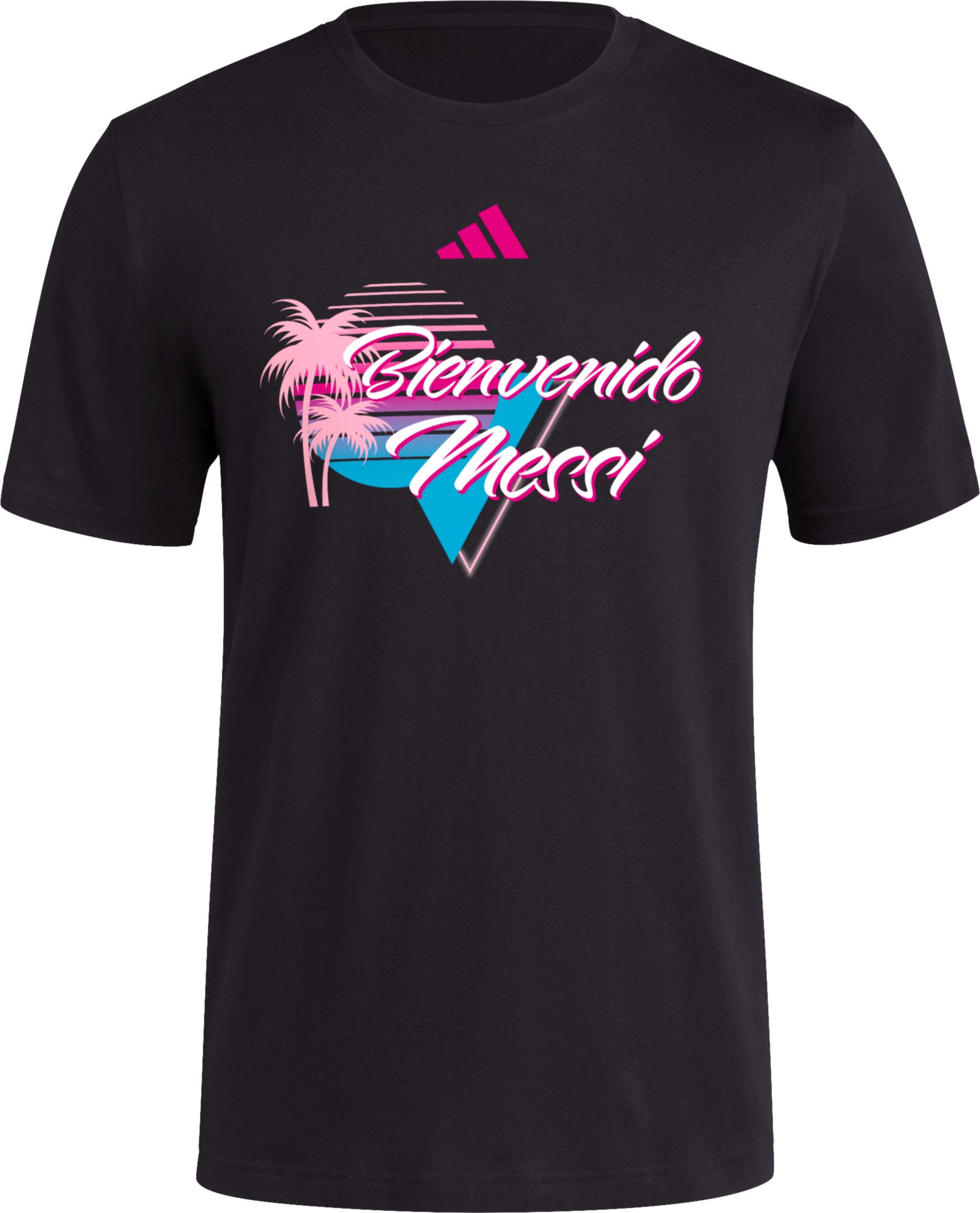 adidas Adult Miami Messi Bienvenido LM #10 Black T-Shirt