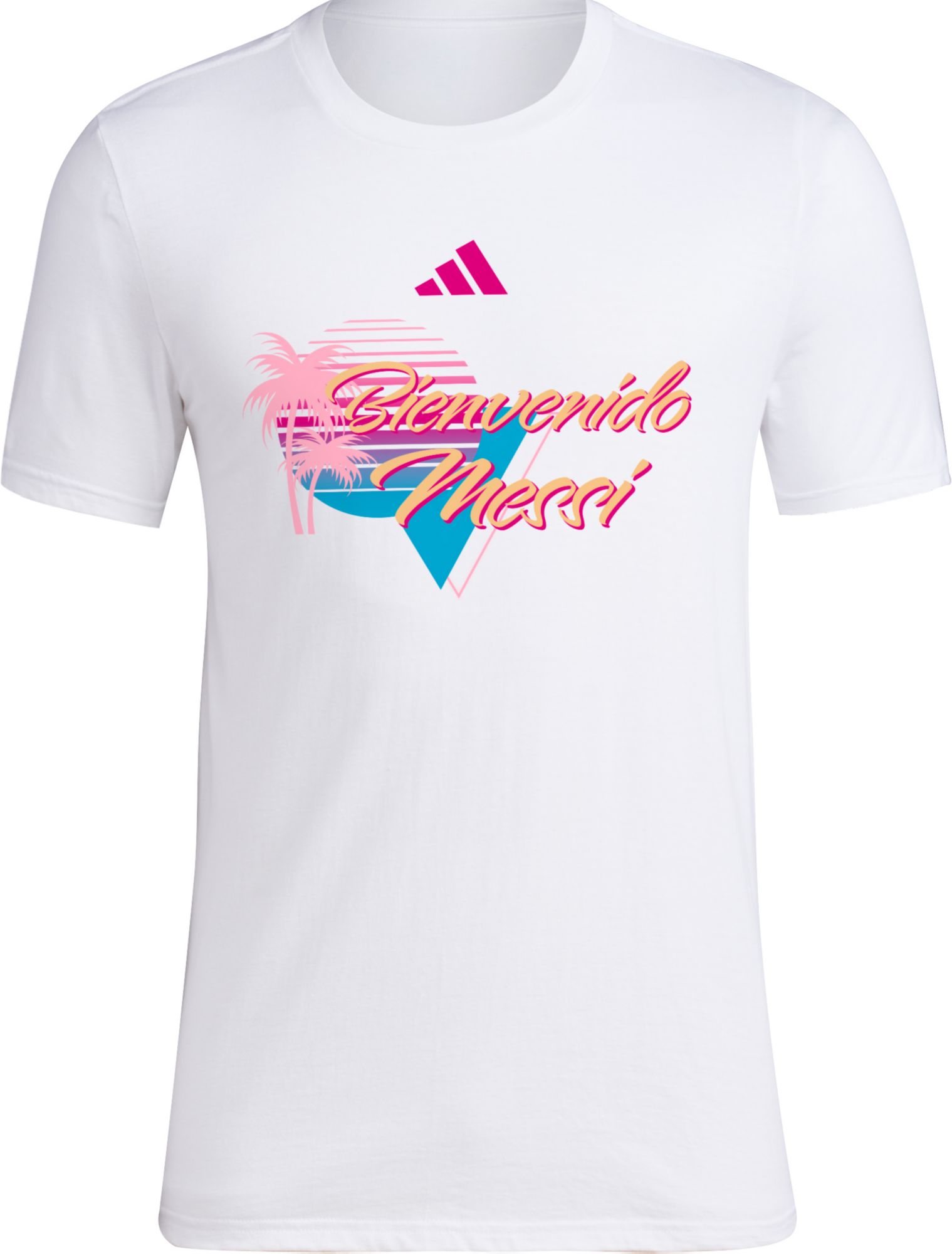 adidas Adult Miami Messi Bienvenido LM #10 White T-Shirt