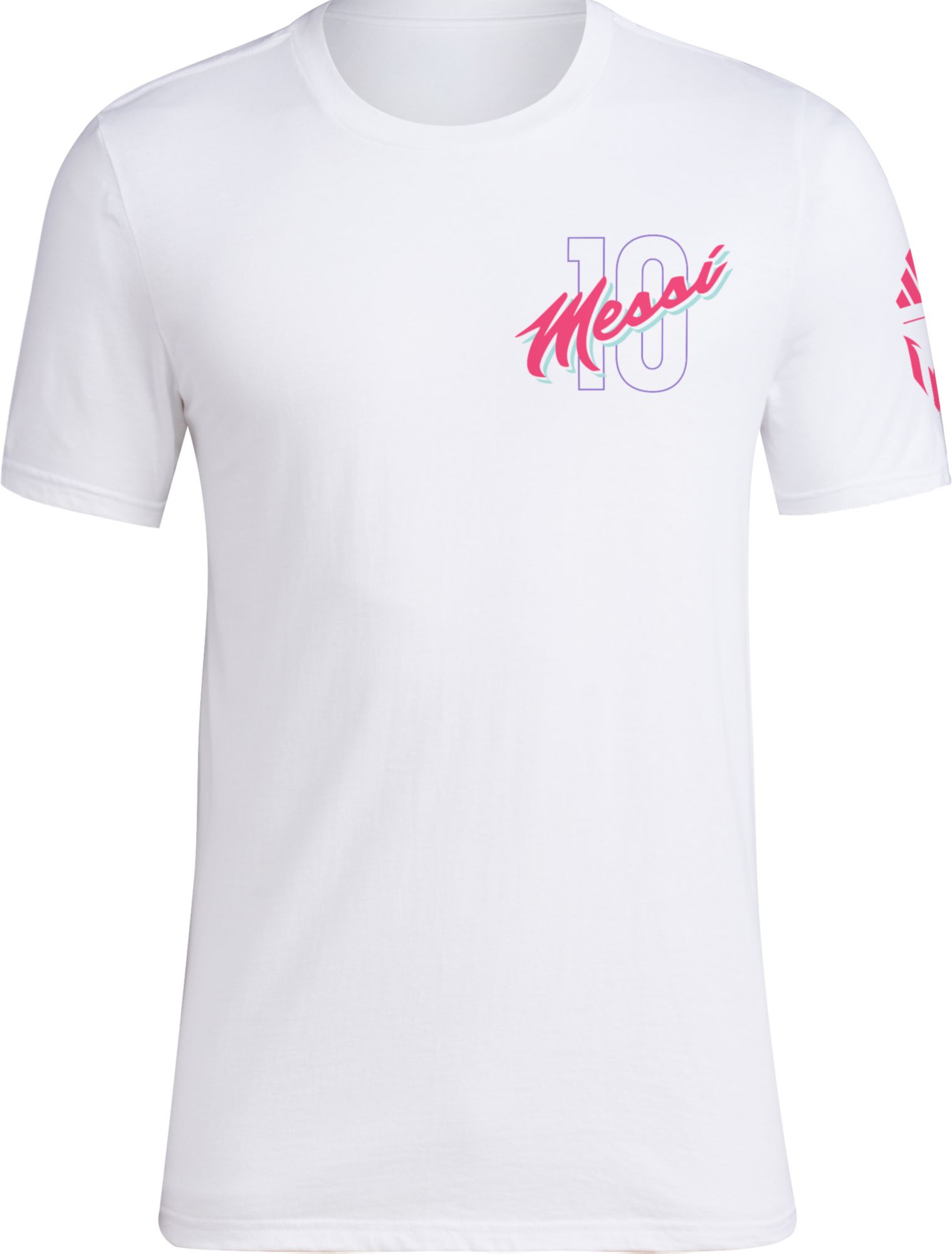 adidas Adult Miami Messi #10 Sleeve White T-Shirt