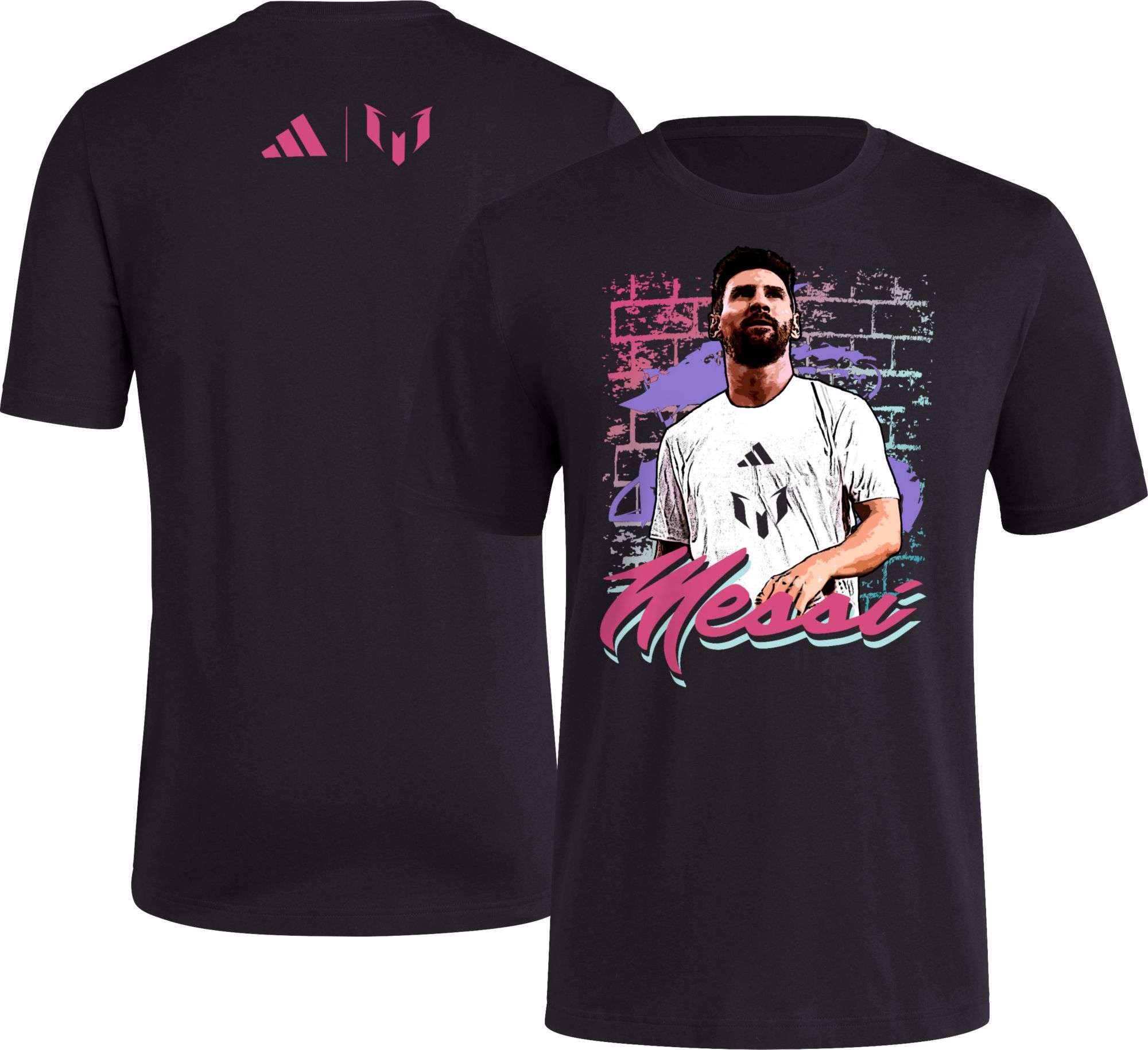 adidas Adult Miami Messi Mural Black T-Shirt