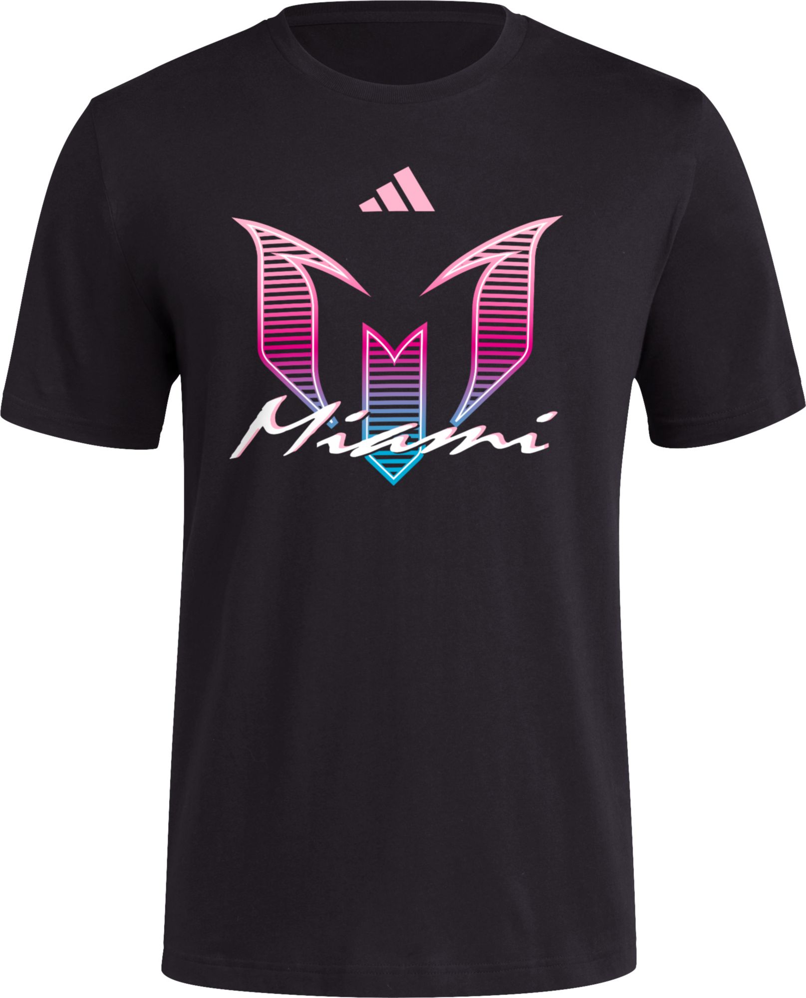 adidas Adult Miami Messi Neon LM #10 Black T-Shirt